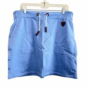 NWT Wanakome Jaya Lux Fleece Lined Skirt Blue Drawstring Cozy Sweatshirt Skirt L
